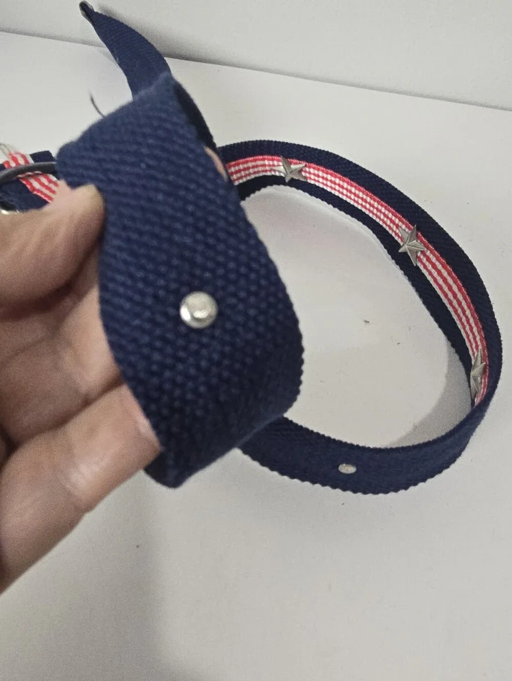 Vintage Red White Blue Belt With Star Studs